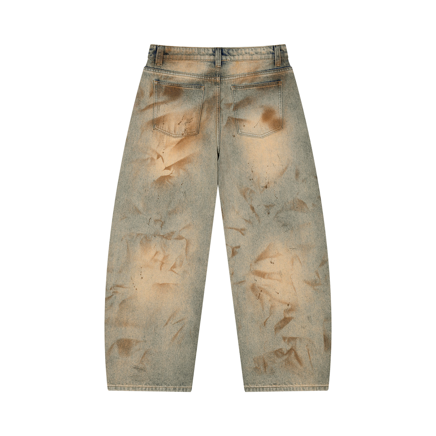 Ink Stamped Barrel Leg Jeans