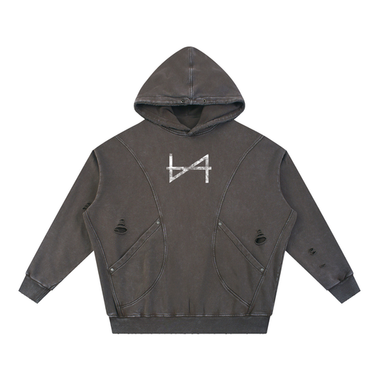 Distressed Panel Pocket Hoodie