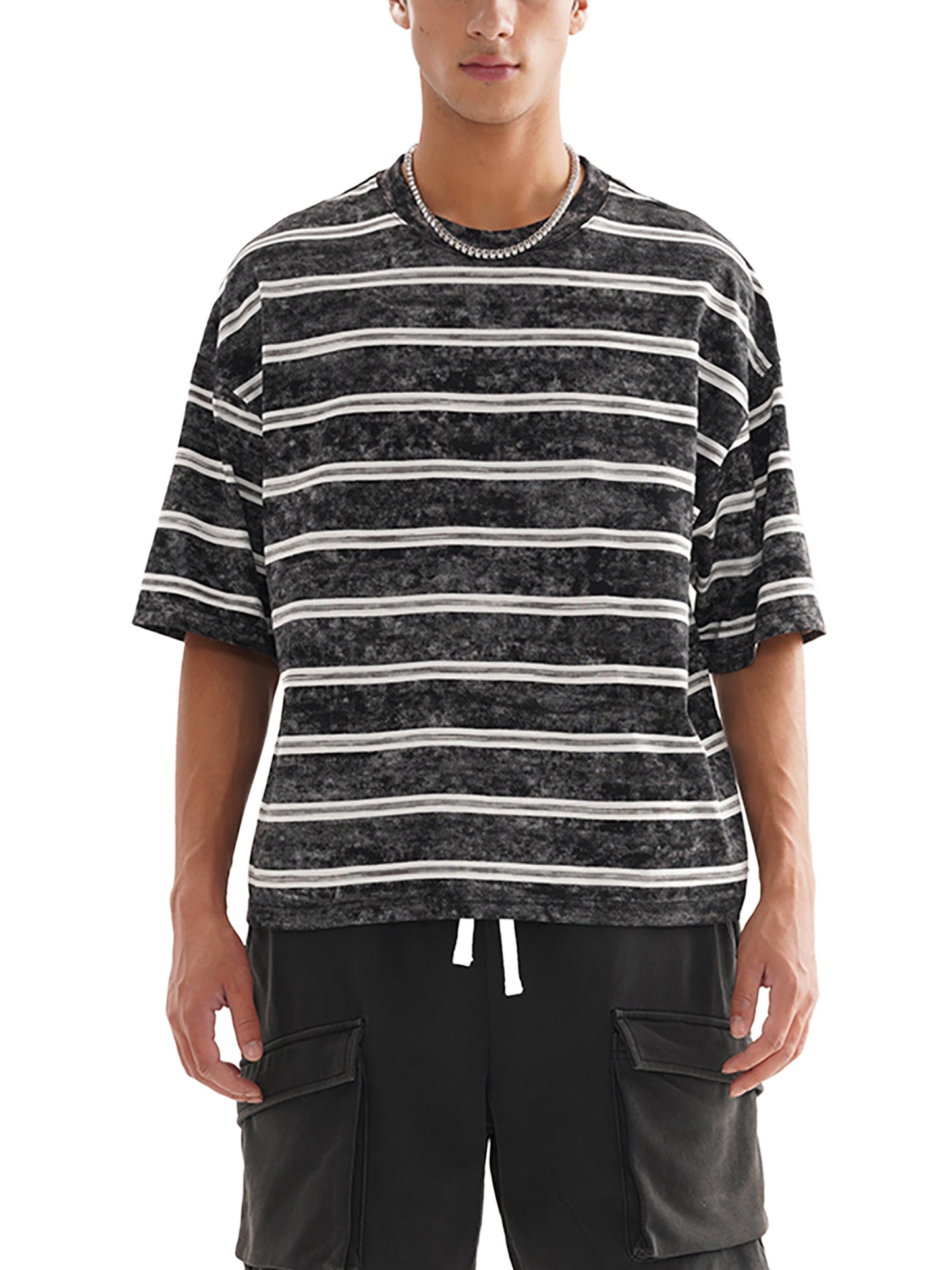 Snow-Washed Striped Boxy Tee