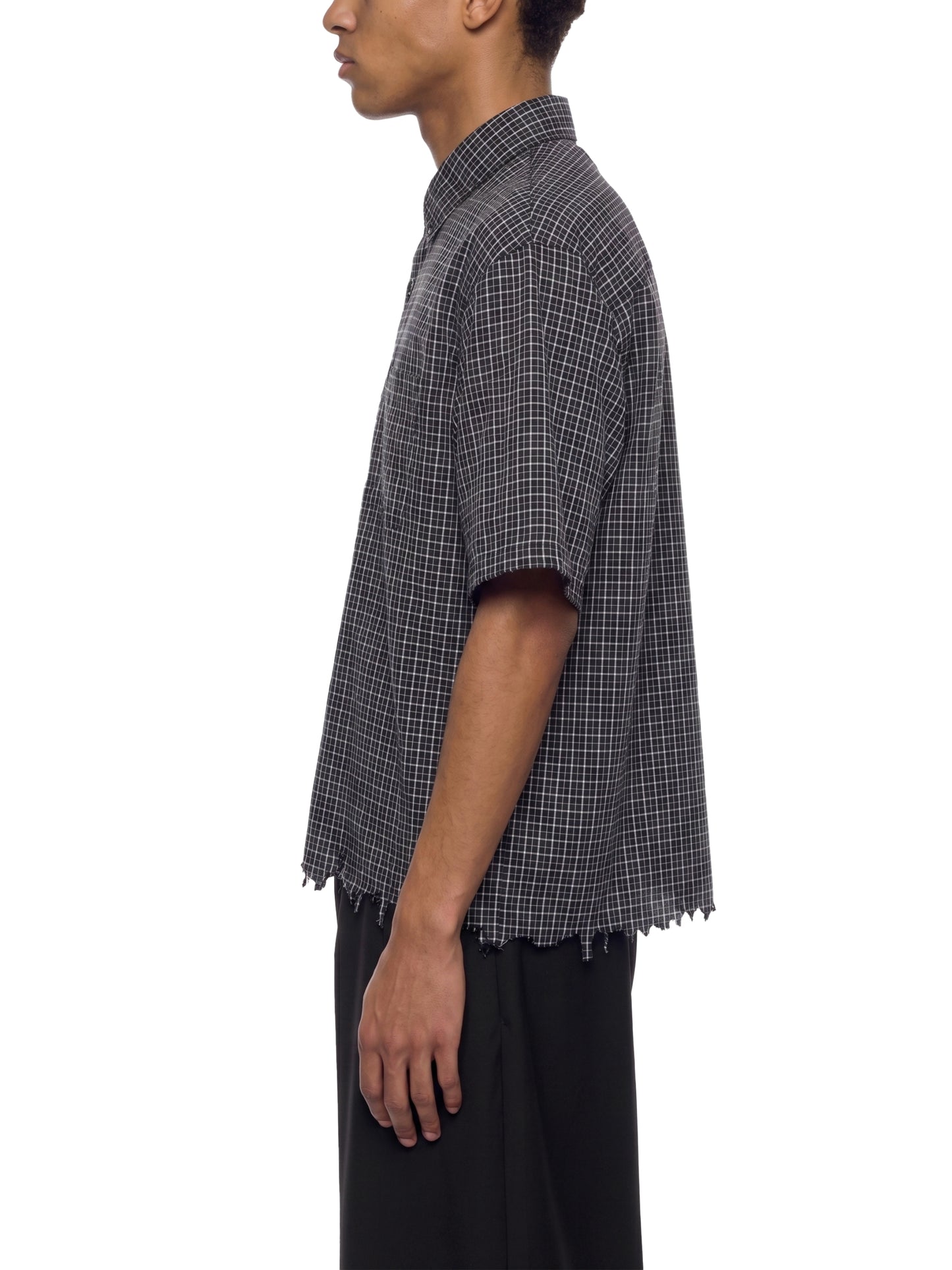Distressed Plaid Boxy Button-Down