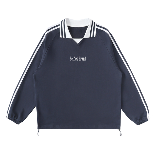 Striped Lapel Collar Sweatshirt