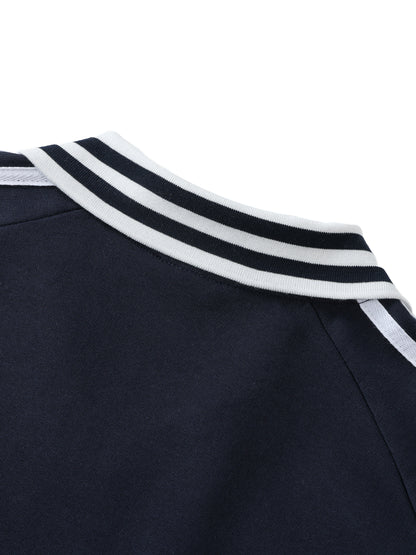 Striped Lapel Collar Sweatshirt