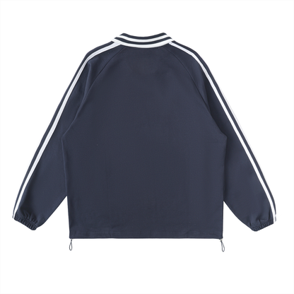 Striped Lapel Collar Sweatshirt