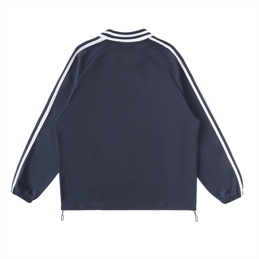 Striped Lapel Collar Sweatshirt