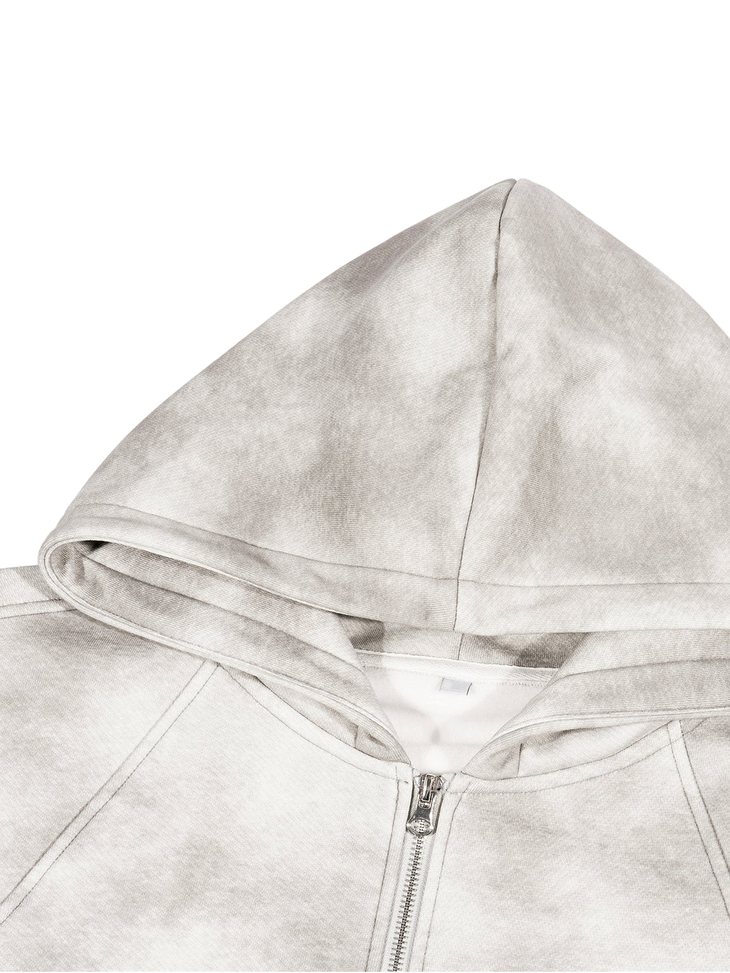 Dirty-Washed Boxy Zip-Up Fleece Hoodie