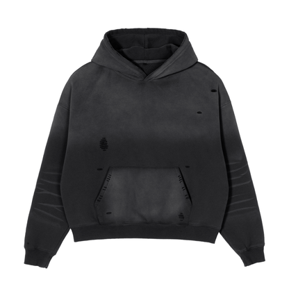 Frayed Sun-Faded Boxy Hoodie