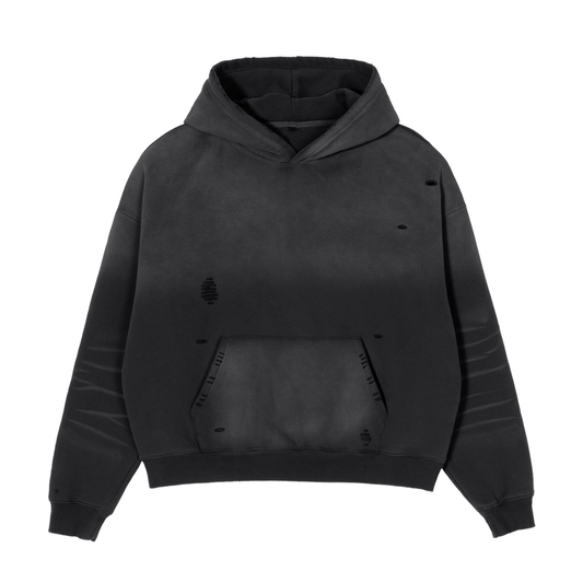 Frayed Sun-Faded Boxy Hoodie