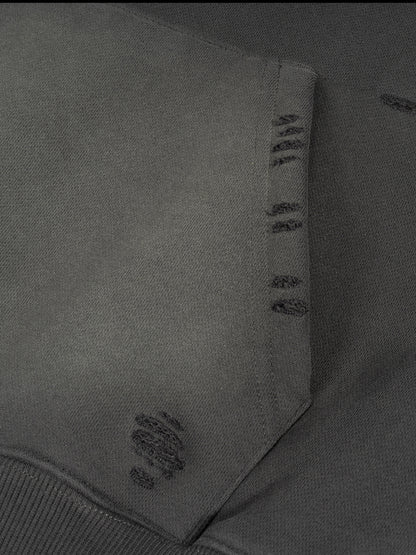 Frayed Sun-Faded Boxy Hoodie
