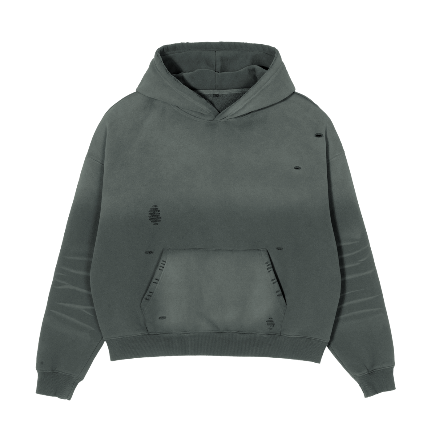 Frayed Sun-Faded Boxy Hoodie