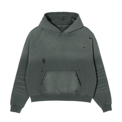 Frayed Sun-Faded Boxy Hoodie