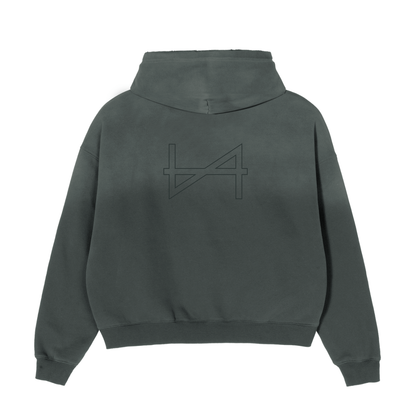 Frayed Sun-Faded Boxy Hoodie