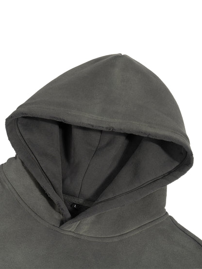 Frayed Sun-Faded Boxy Hoodie