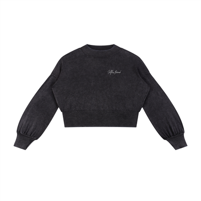 Balloon Sleeve Cropped Sweater