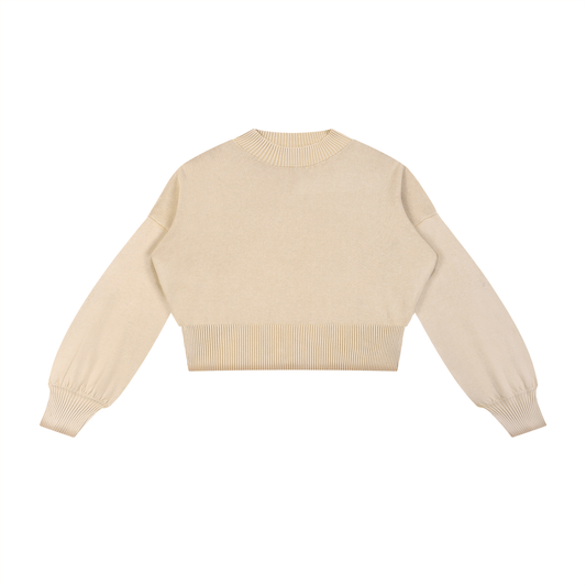 Balloon Sleeve Cropped Sweater