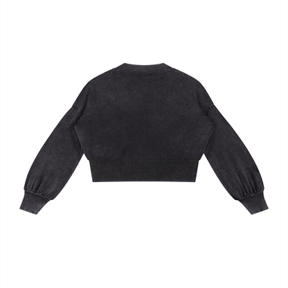 Balloon Sleeve Cropped Sweater