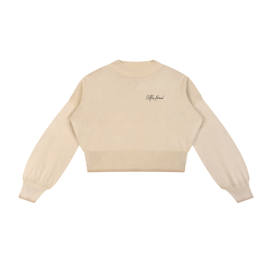 Balloon Sleeve Cropped Sweater