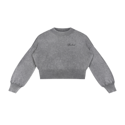 Balloon Sleeve Cropped Sweater