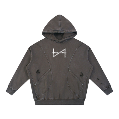 Distressed Panel Pocket Hoodie