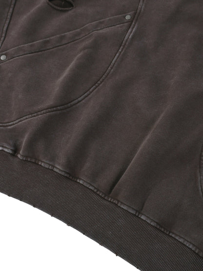 Distressed Panel Pocket Hoodie