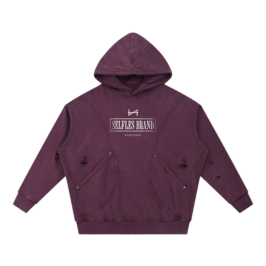 Distressed Panel Pocket Hoodie