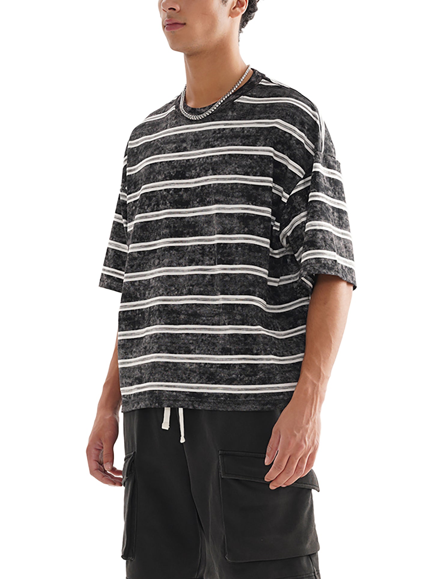 Snow-Washed Striped Boxy Tee