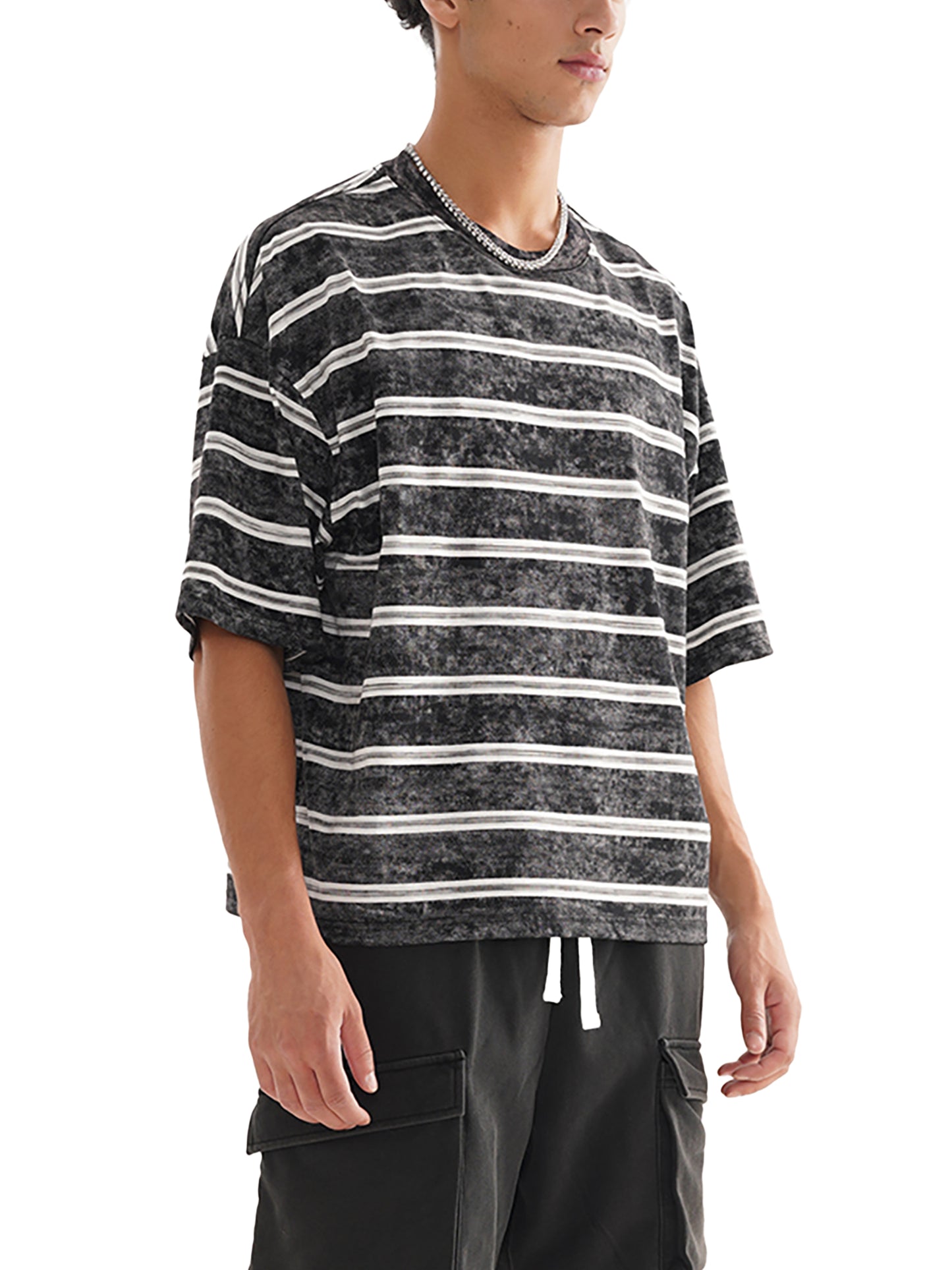 Snow-Washed Striped Boxy Tee