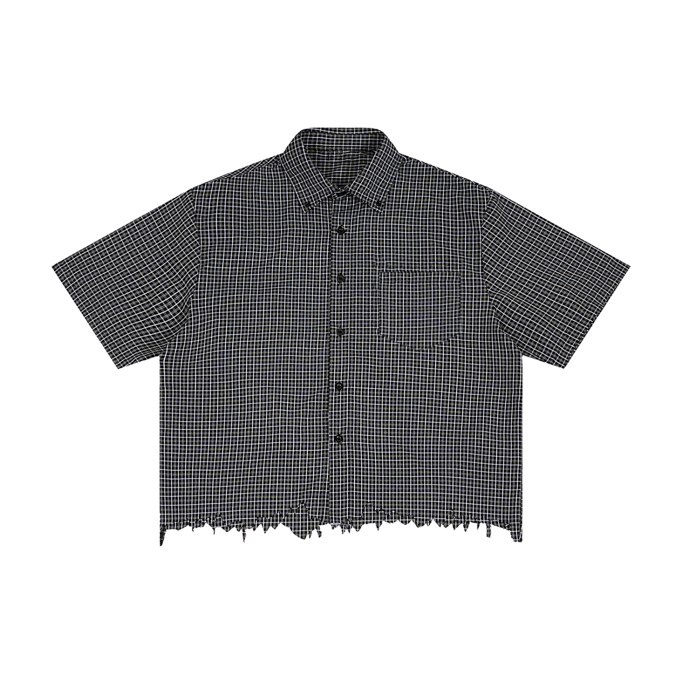 Distressed Plaid Boxy Button-Down