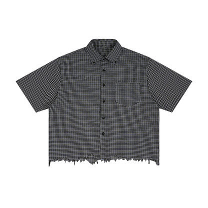 Distressed Plaid Boxy Button-Down