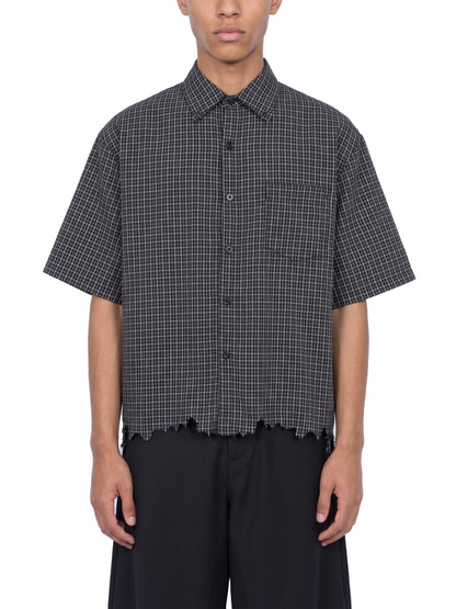 Distressed Plaid Boxy Button-Down