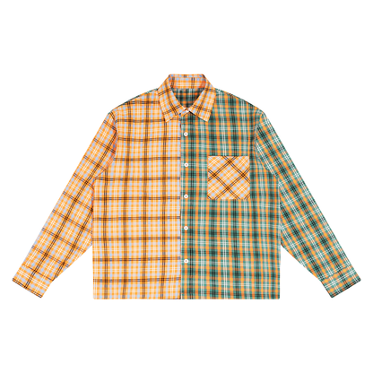 Oversized Plaid Color Block Button-Up