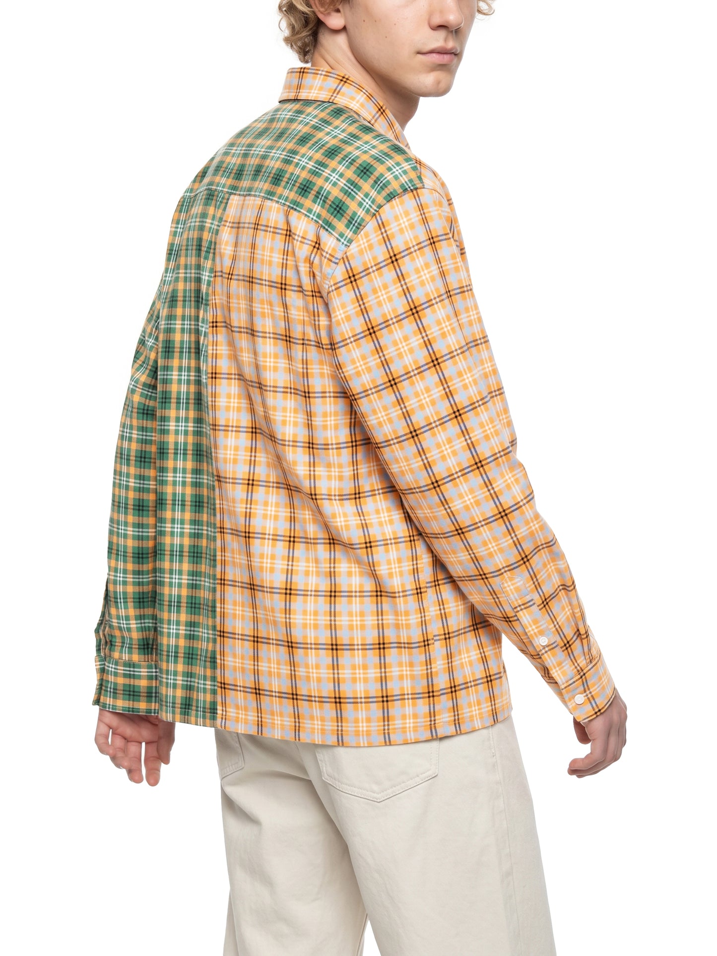 Oversized Plaid Color Block Button-Up
