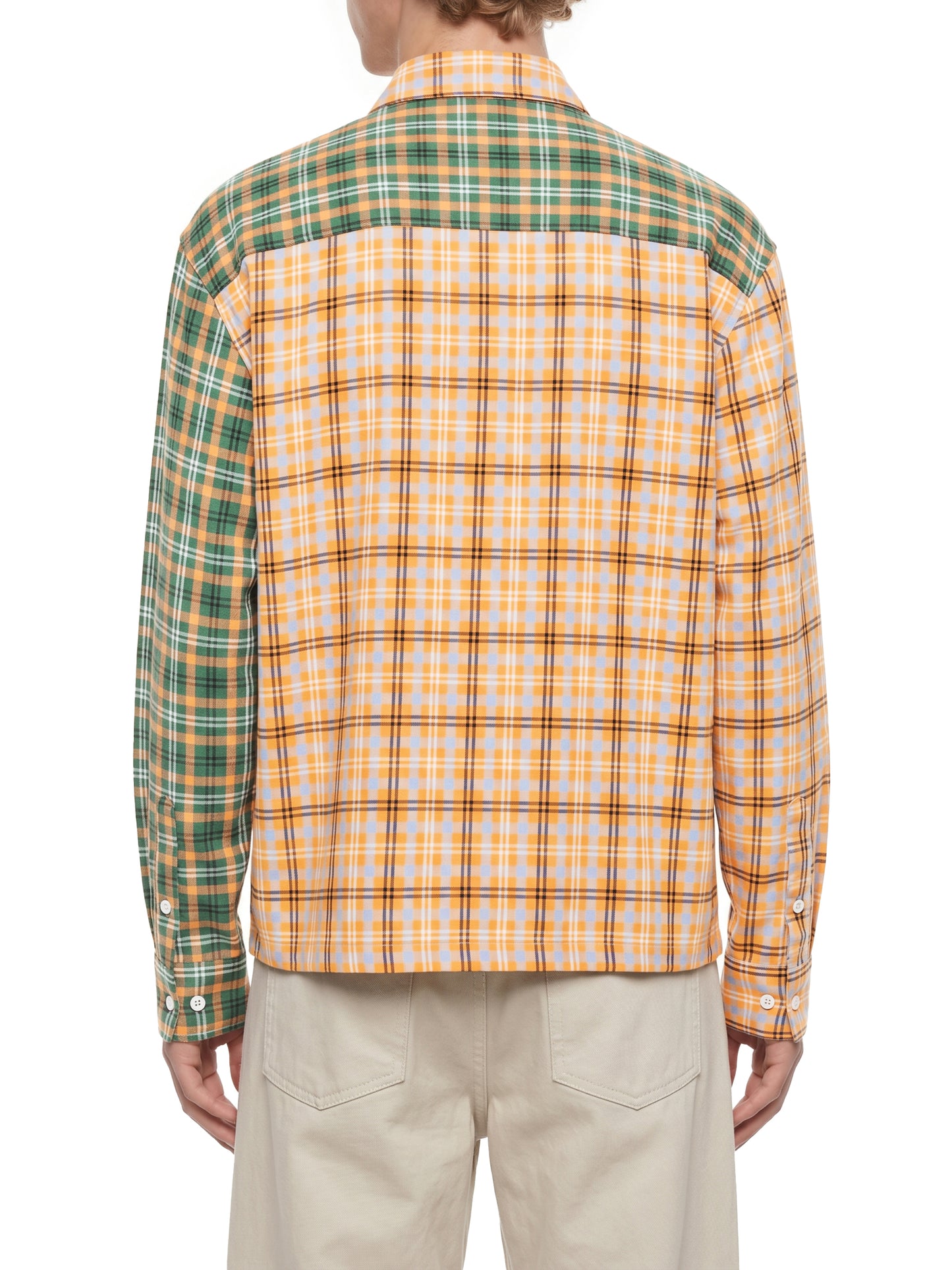 Oversized Plaid Color Block Button-Up