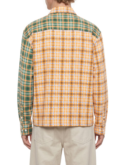 Oversized Plaid Color Block Button-Up