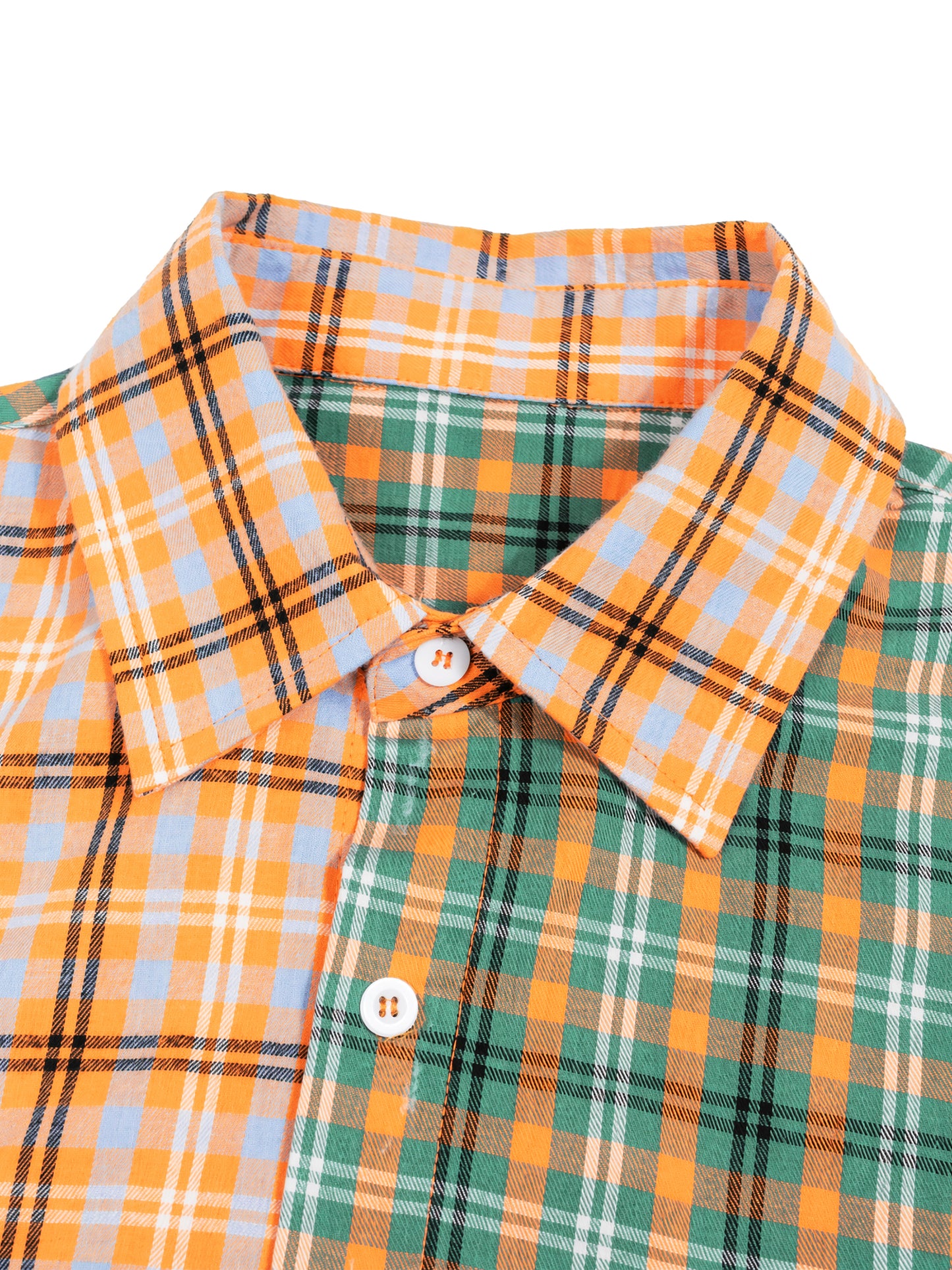 Oversized Plaid Color Block Button-Up