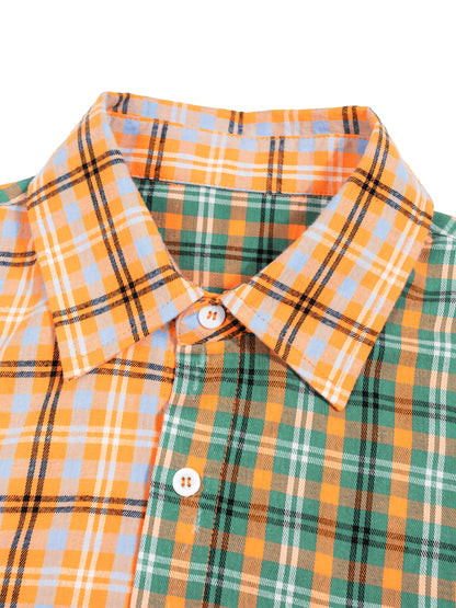 Oversized Plaid Color Block Button-Up