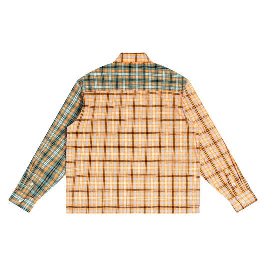 Oversized Plaid Color Block Button-Up