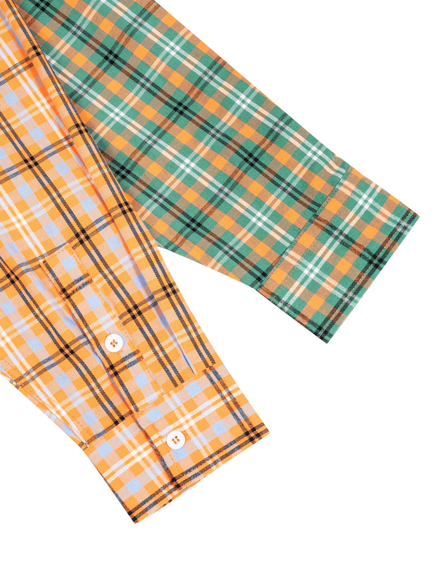 Oversized Plaid Color Block Button-Up