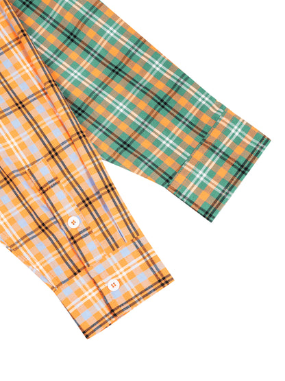 Oversized Plaid Color Block Button-Up