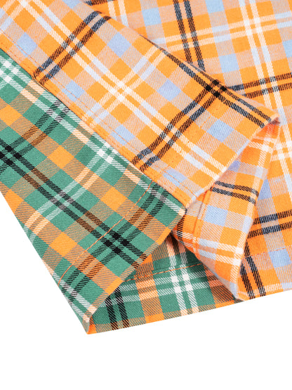 Oversized Plaid Color Block Button-Up
