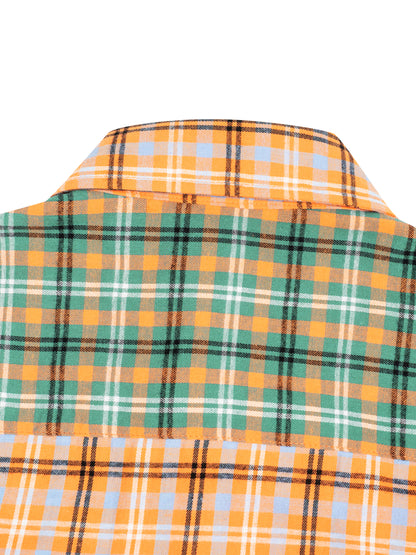 Oversized Plaid Color Block Button-Up