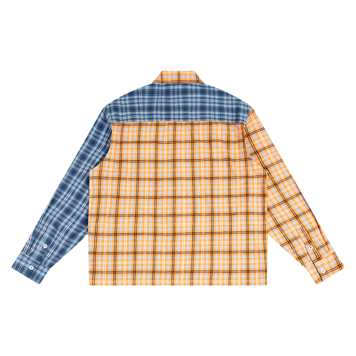 Oversized Plaid Color Block Button-Up