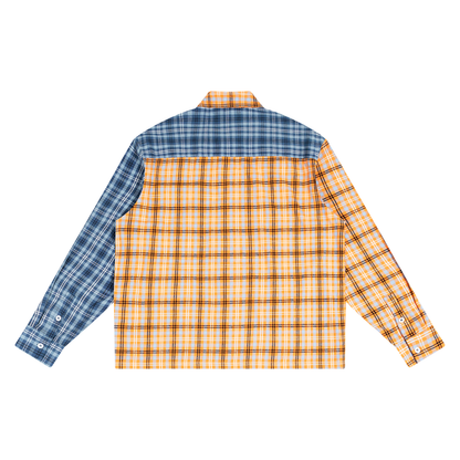 Oversized Plaid Color Block Button-Up
