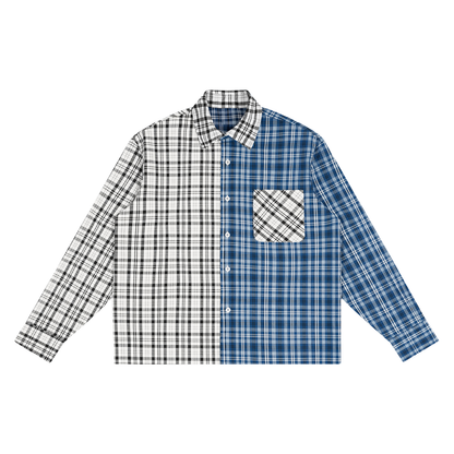Oversized Plaid Color Block Button-Up