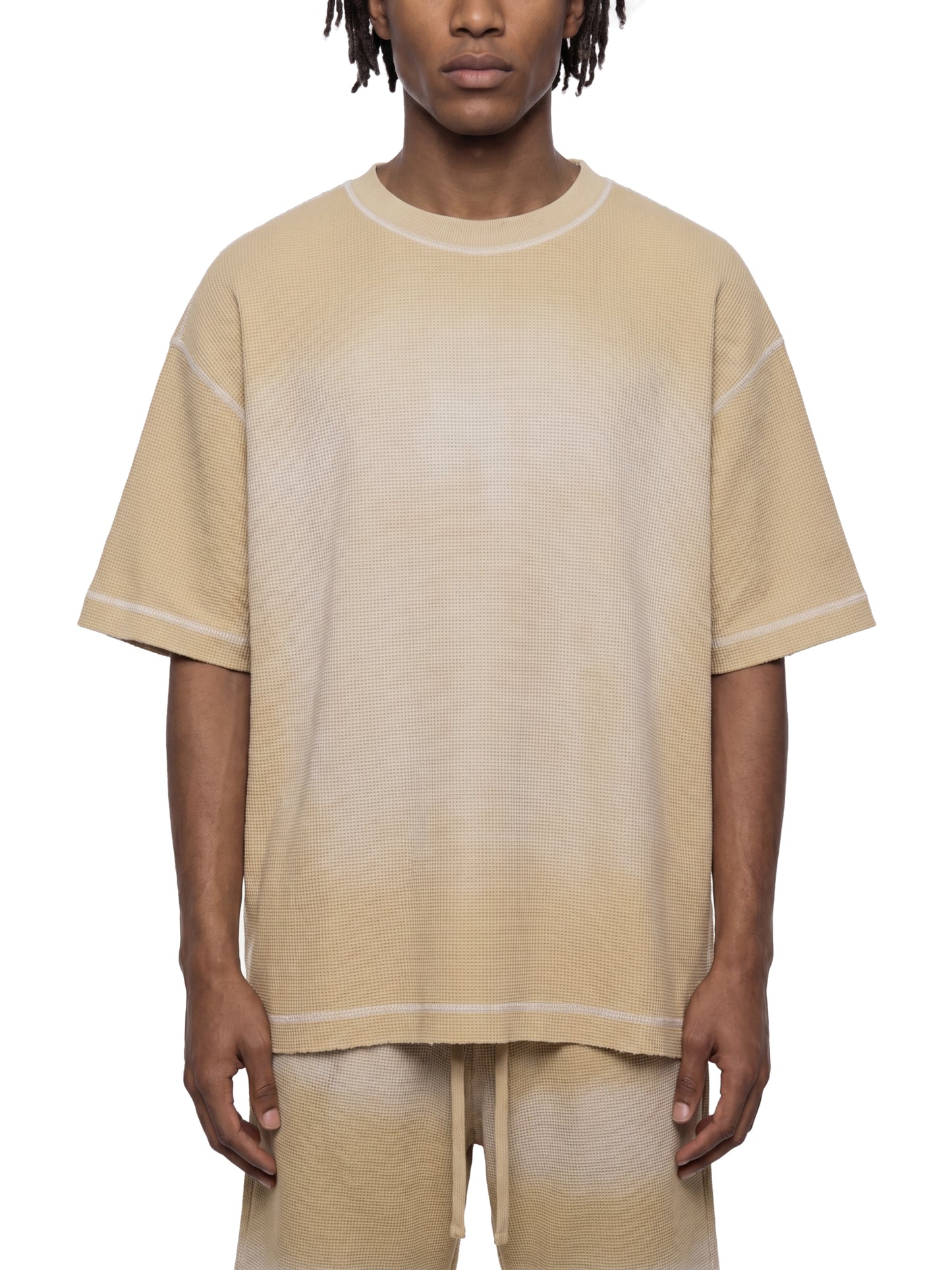 Faded Waffle Knit Boxy Tee