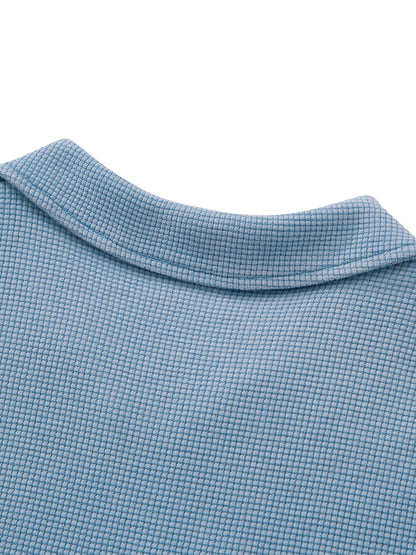Vintage Wash Waffle Boxy Polo