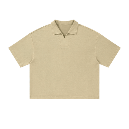 Vintage Wash Waffle Boxy Polo