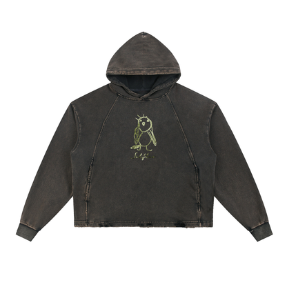 Vintage Washed Frayed-Hem Hoodie