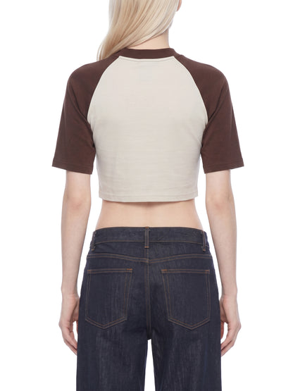 Women's Color Block Raglan Crop Tee