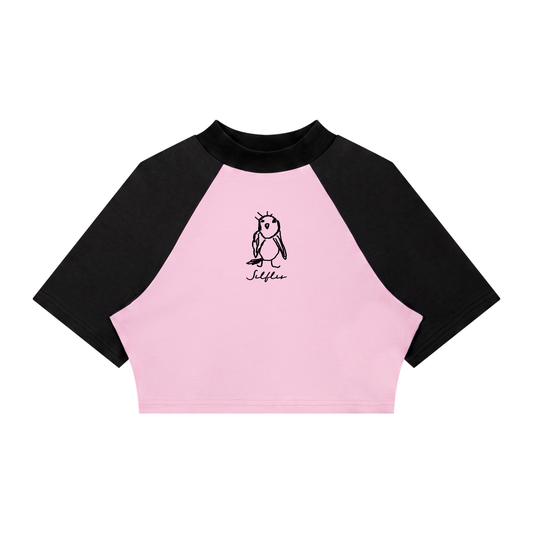 Women's Color Block Raglan Crop Tee