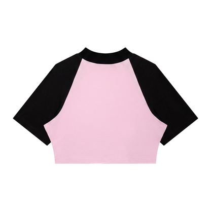 Women's Color Block Raglan Crop Tee